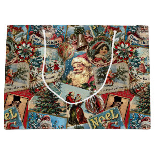 Retro-Vintage-Weihnachten: Weihnachtscollage Große Geschenktüte