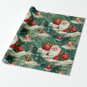 Retro Vintage Weihnachten: Weihnachtsfreude des We Geschenkpapier