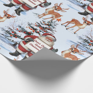 Retro Vintage Weihnachten: Weihnachtsmann & Rentie Geschenkpapier