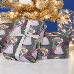 Retro Vintage Weihnachts Damen Party Geschenkpapier