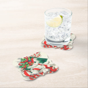 Retro Vintage Weihnachts-Feiertag Katzen-Party-Unt Untersetzer