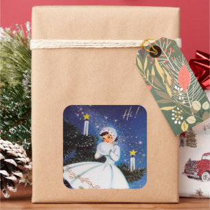 Retro Vintage Weihnachts Feiertags Dame Aufkleber