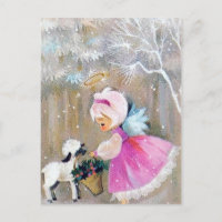 Retro Vintage Weihnachts Feiertags Engel Postkarte