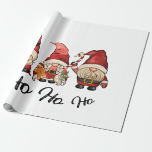 Retro Vintage Weihnachts-Gnom Santa HO HO HO Geschenkpapier
