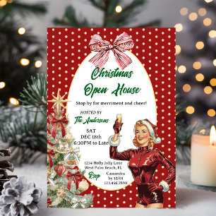 Retro-Vintage-Weihnachts-Open-House-Festtagsfeier Einladung