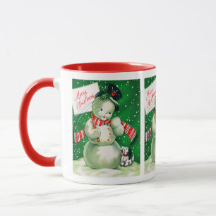 Retro-Vintage-Weihnachts-Schneemann-Feiertags-Tass Tasse
