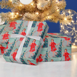 Retro-Vintage-Weihnachts-Schwester-Fliesen-Party Geschenkpapier