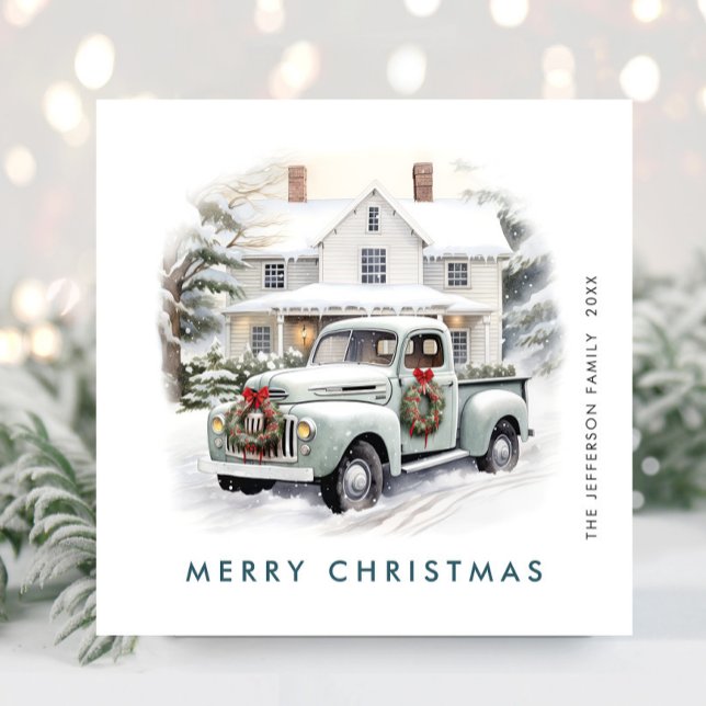 Retro Vintage Weihnachtsbauernhof LKW Gruß Feiertagskarte (Von Creator hochgeladen)