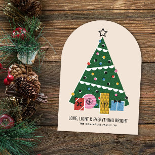 Retro Vintage Weihnachtsbaum Geschenke Holiday Kar Einladung