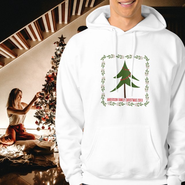 Retro Vintage Weihnachtsbaum & Name der Familie Hoodie (Von Creator hochgeladen)