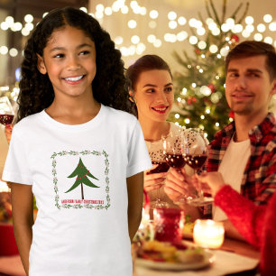 Retro Vintage Weihnachtsbaum & Name der Familie T-Shirt