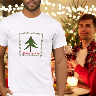 Retro Vintage Weihnachtsbaum & Name der Familie T-Shirt