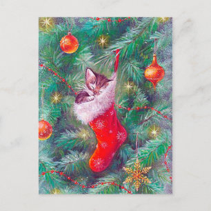 Retro Vintage Weihnachtsbaum Postkarte