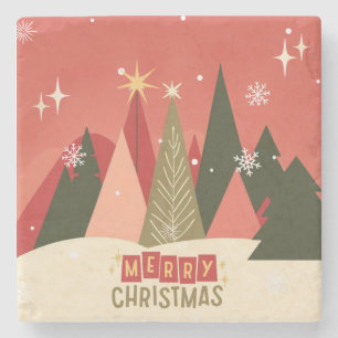 Retro-/Vintage-Weihnachtsbaum Steinuntersetzer
