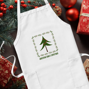 Retro Vintage Weihnachtsbaum und Kranz Minimalisti Lange Schürze