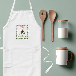 Retro Vintage Weihnachtsbaum und Kranz Minimalisti Lange Schürze
