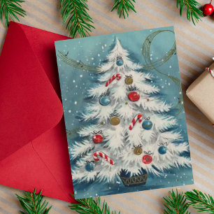 Retro Vintage Weihnachtsbaume der 50er Jahre Feiertagskarte