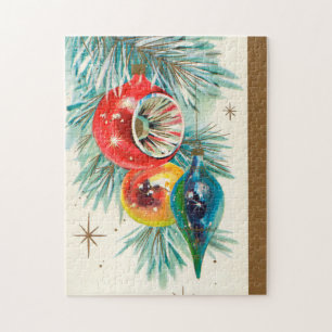 retro vintage Weihnachtsbirnen Feiertag Puzzle