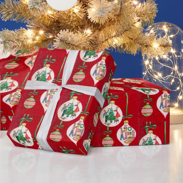 Retro Vintage Weihnachtsbrille Muster Party Packun Geschenkpapier (Feiertage)