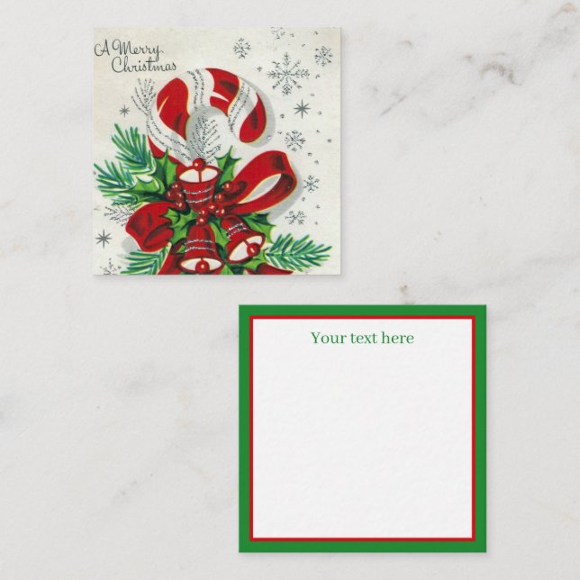 Retro Vintage Weihnachtscreme hinzufügen Text Mitteilungskarte (Vorne/Hinten)