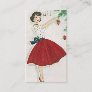 Retro Vintage Weihnachtsdame addieren Visitenkarte