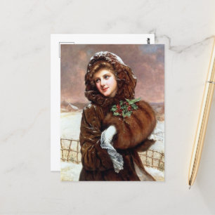 retro-vintage-Weihnachtsdame Ferien Postkarte