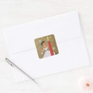 Retro Vintage Weihnachtsdame Holiday Aufkleber