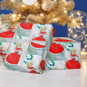 Retro Vintage Weihnachtsdamen-Party-Verpackung Geschenkpapier