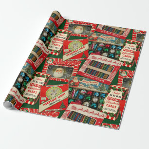 Retro Vintage Weihnachtsdekoration Collage Geschenkpapier