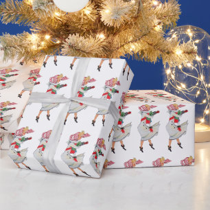 Retro Vintage Weihnachtseinkaufsdame Fliesenparty Geschenkpapier