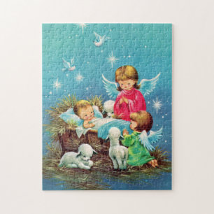 retro vintage Weihnachtsengel Feiertag Puzzle