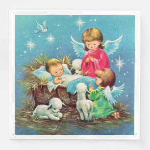 retro vintage Weihnachtsengel Feiertag Serviette