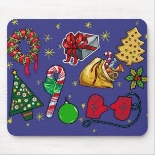 Retro Vintage Weihnachtsfeiertage Kunst Mousepad