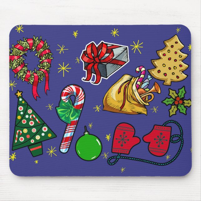 Retro Vintage Weihnachtsfeiertage Kunst Mousepad (Vorne)