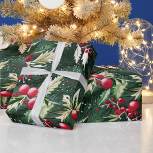 Retro Vintage Weihnachtsgrün Geschenkpapier