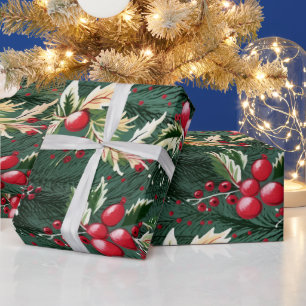 Retro Vintage Weihnachtsgrün Stil 3 Geschenkpapier