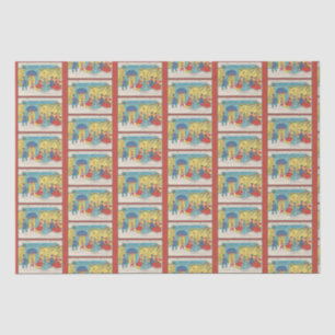 Retro Vintage Weihnachtsgrüße Antiker Winter Seidenpapier