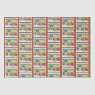 Retro Vintage Weihnachtsgrüße Antiker Winter Seidenpapier