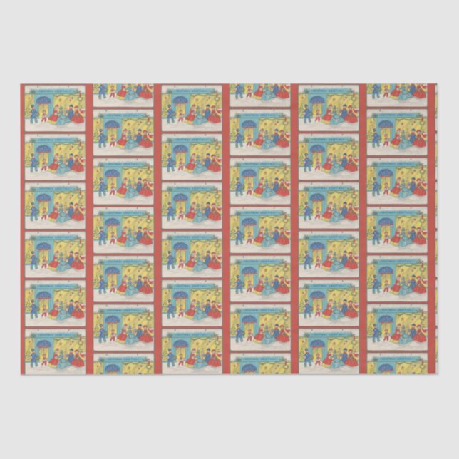 Retro Vintage Weihnachtsgrüße Antiker Winter Seidenpapier (Vorderseite)