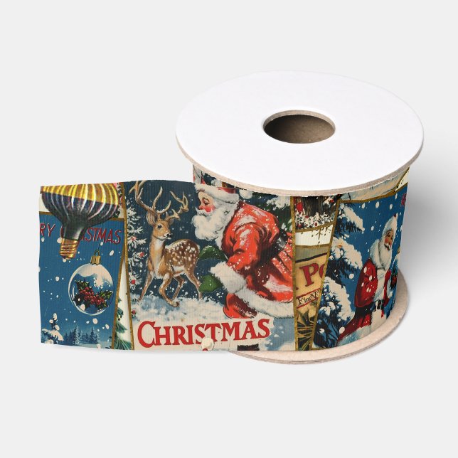 Retro-Vintage-Weihnachtskarten-Collage Ripsband (Spule)
