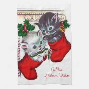 Retro Vintage Weihnachtskatzen Küchenhandtuch für Handtuch