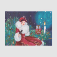 Retro-Vintage Weihnachtskunst Deko Lady