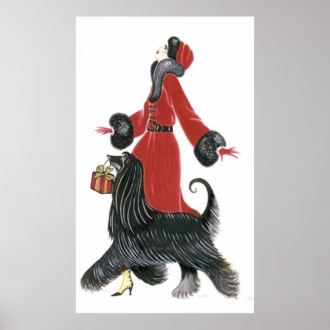 Retro Vintage Weihnachtskunst Dekoration Poster (Vorne)