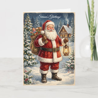 Retro-Vintage-Weihnachtsmann-Feiertagskarte Feiertagskarte