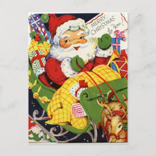 retro vintage Weihnachtsmann Feiertagspostkarte