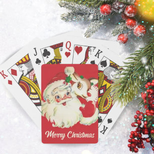 Retro-Vintage-Weihnachtsmann mit Rudolf Weihnachte Spielkarten