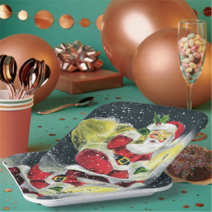 retro vintage Weihnachtsmann Pappteller