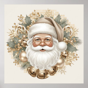 Retro-Vintage-Weihnachtsmann-Plakat Poster
