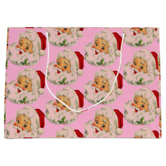 Retro-Vintage-Weihnachtsmann rosa Weihnachten Große Geschenktüte