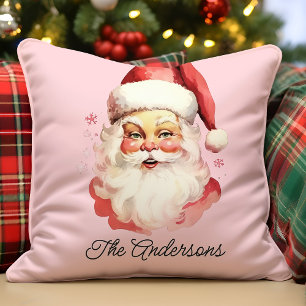 Retro Vintage Weihnachtsmann Rosa Weihnachten Kissen